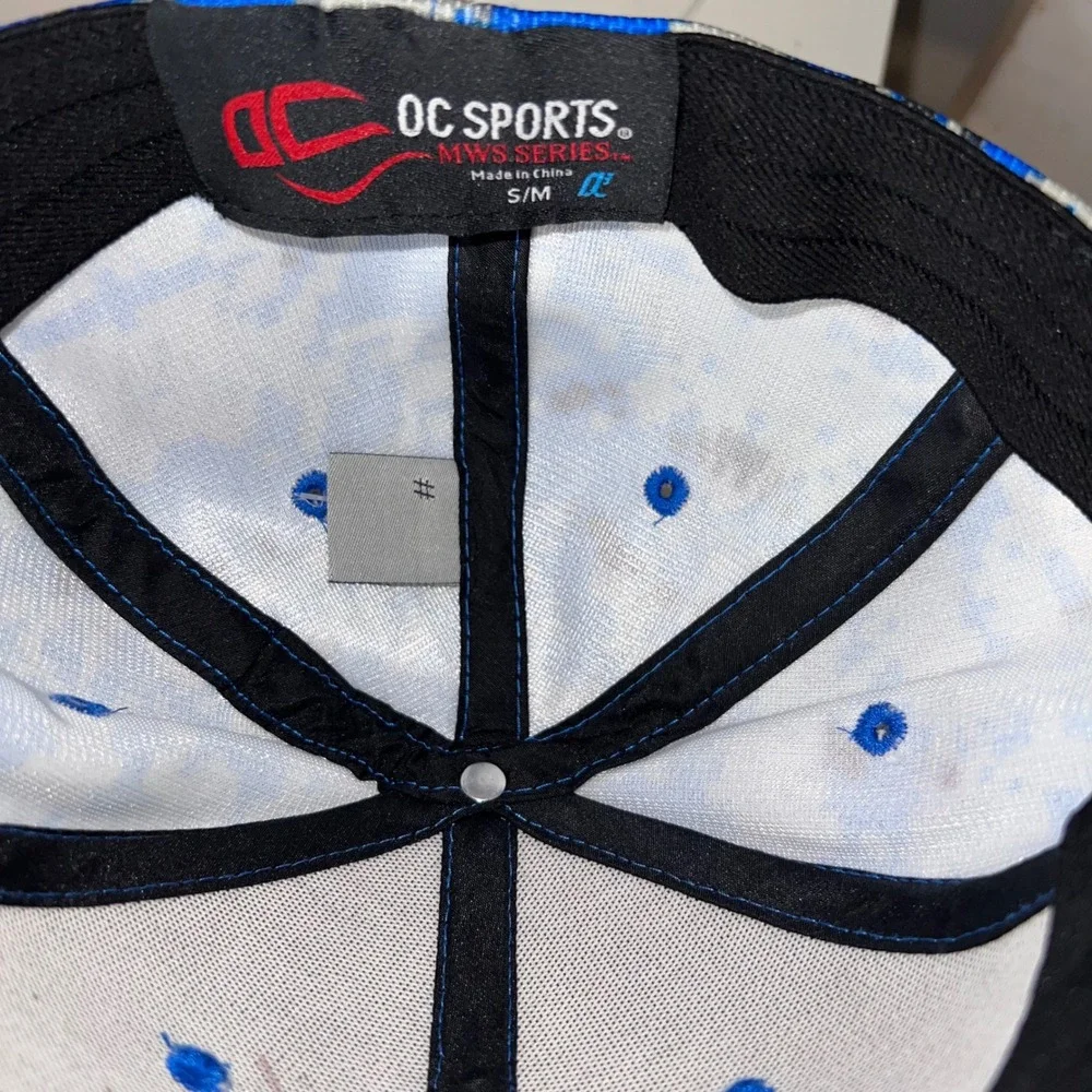 NWT‎ Sugarland Sketters Blue Camo Fitted Hat Baseball Cap Moisture Wicking S/M
